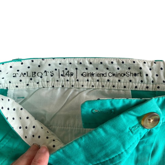 Talbots Aqua Green 6" Girlfriend Shorts Size 14P Super Soft Chino NWT Flat Front - Picture 6 of 9